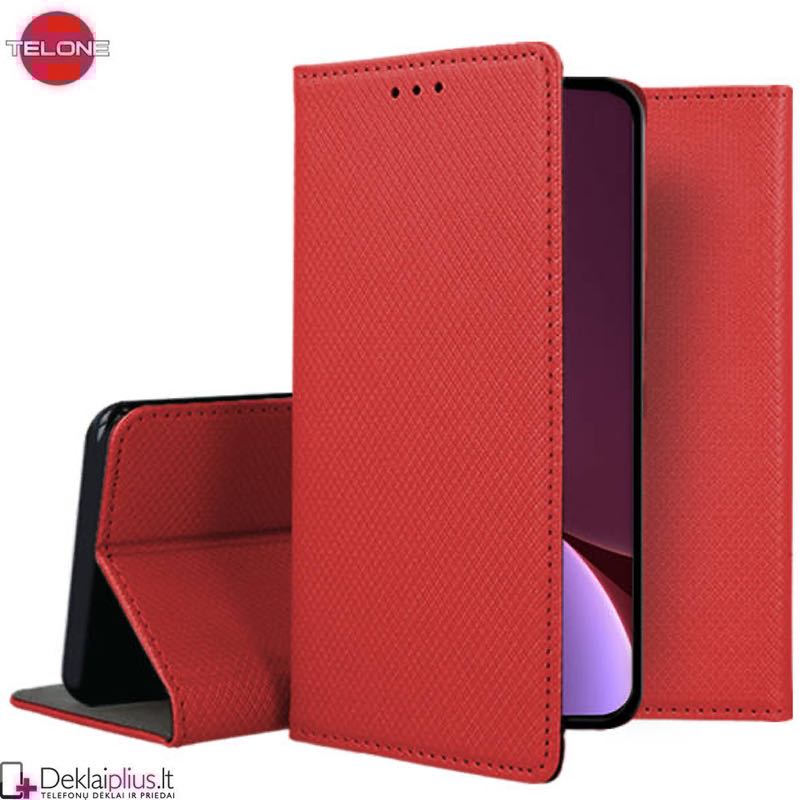 Telone atverčiamas dėklas - raudonas (Xiaomi 12 Pro) Telone atverčiamas dėklas - raudonas (Xiaomi 12 Pro)